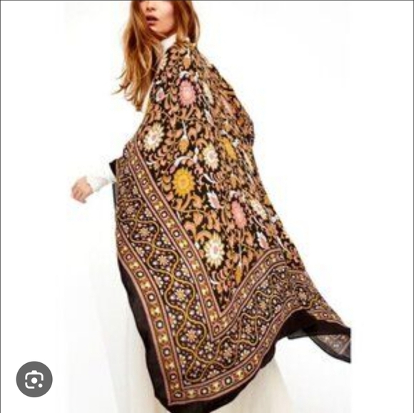 Free People Magic Dance Border Floral Boho Chic Festival Duster Kimono, One Size - Picture 1 of 4